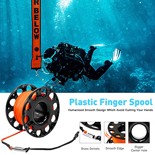 Black 5ft Surface Marker Buoy SMB with Reel, Whistle & Safety Clip for Diving