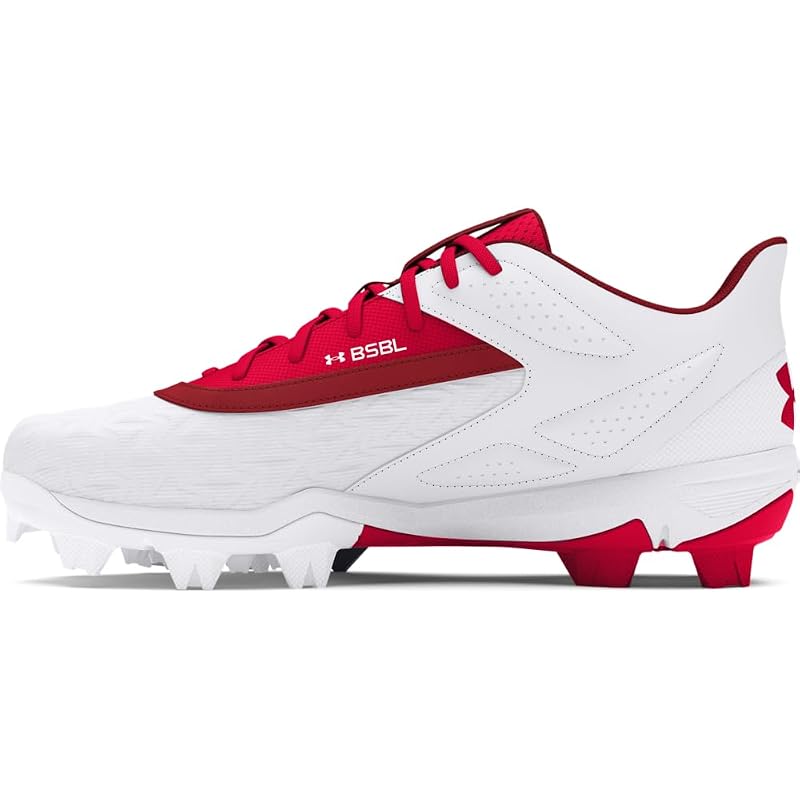 Under Armour Boys' Leadoff Low RM Jr 3.0 Baseball Shoes - 600 Red/White/Red+8 Infant
