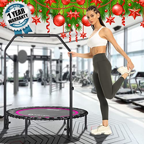 DARCHEN 40 Inch Rose Red Mini Trampoline for Adults, Indoor Rebounder Exercise Equipment, 550FHB-RoseRed