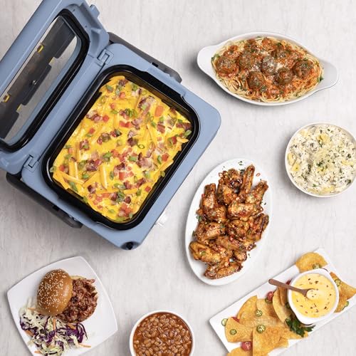 8-Quart Traveling Slow Cooker with Locking Lid Blue - Portable Food Warmer