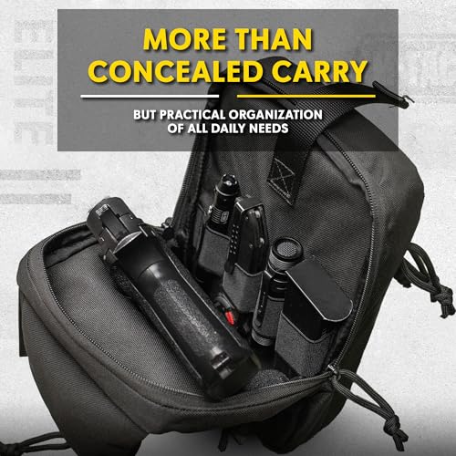 M-Tac Elite Black CCW Sling Bag for Men & Women - Tactical Concealed Carry