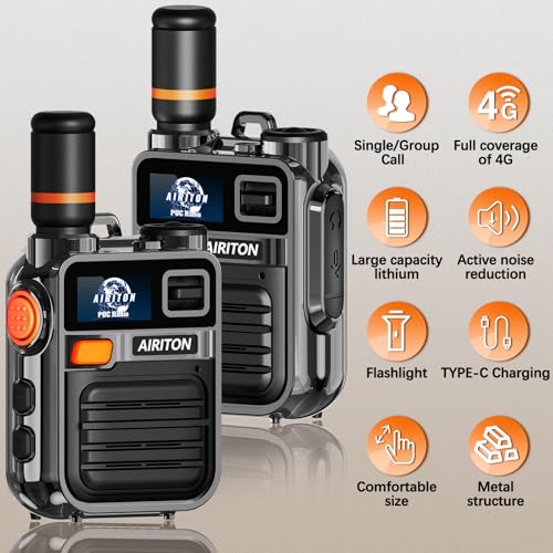 2 Pack Walkie Talkies with Unlimited Range 4G LTE POC Radio Secure Encrypted Communication