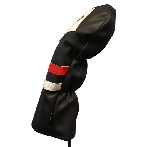 Majek Retro Golf Headcover Black Red and White Vintage Leather Style 1 Driver Head Cover Fits 460cc Drivers Classic Look