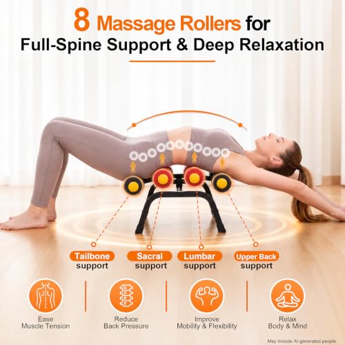 Mini Inversion Table with Rollers, Back Stretch & Support - Compact, Adjustable, Heavy-Duty
