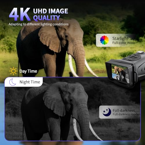 4K Night Vision Monocular with 66MP Camera, 18X Zoom, Infrared & Rechargeable Battery