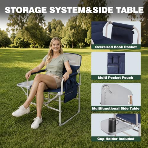 Nabu1-2pc SUNNYFEEL Oversized Camping Director Chair with Side Table & Cup Holder