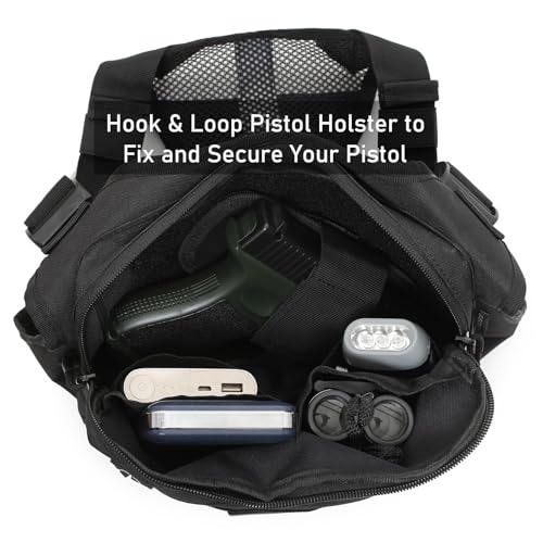 Sports Chest Pack for Men - Fits Pistols, Running, Hiking, Black