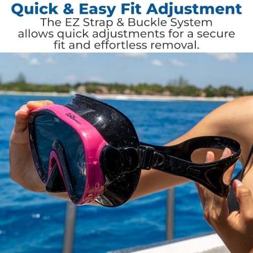 Adult Snorkel Mask and Dry Snorkel Combo with Reusable Travel Bag - Black & Hot Pink