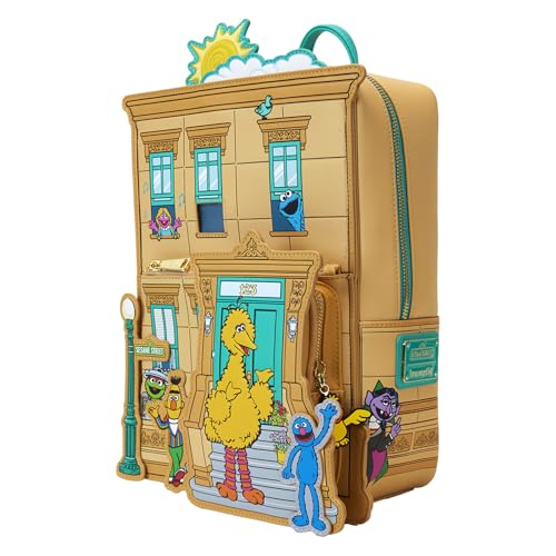 Loungefly Sesame Street Mini Backpack with Adjustable Straps, Vegan Leather