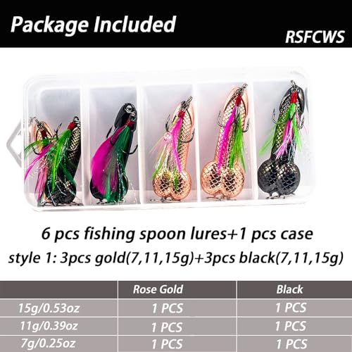 Fishing Lure Kit for Trout Bass Mackerel - 3 Pcs Gold & Black 7-15g 2024
