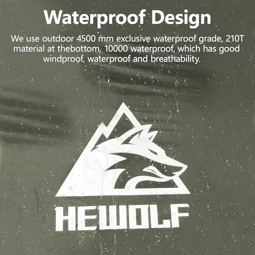 Hewolf 2-4 Person Instant Pop Up Camping Tent - Waterproof Hexagonal Dome, Dark Green