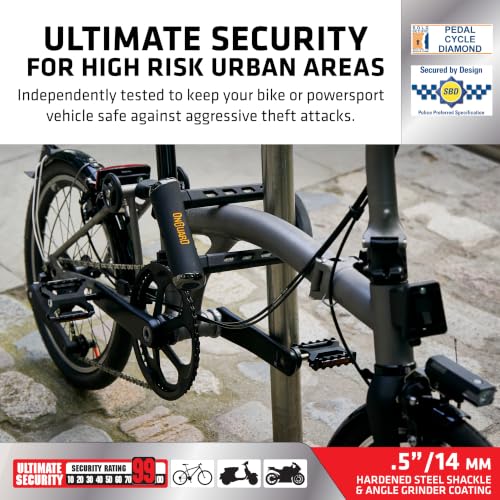 OnGuard RockSolid U-Lock 14mm Hardened Steel Bike Lock with Anti-Grind Coating