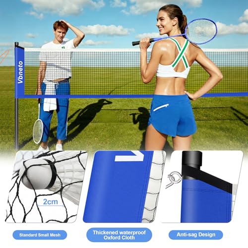 Vbneto Blue & White Portable Badminton Set - 20ft x 5ft Outdoor Net with Rackets & Shuttlecocks