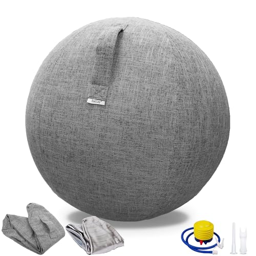 Gray Exercise Ball Chair with Fabric Cover 25in for Home Office & Yoga