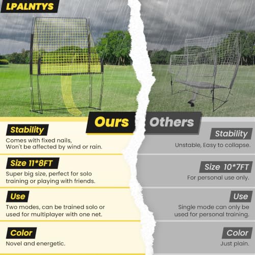 Red & Black Volleyball Training Net System with Adjustable Height for Indoor & Outdoor Practice