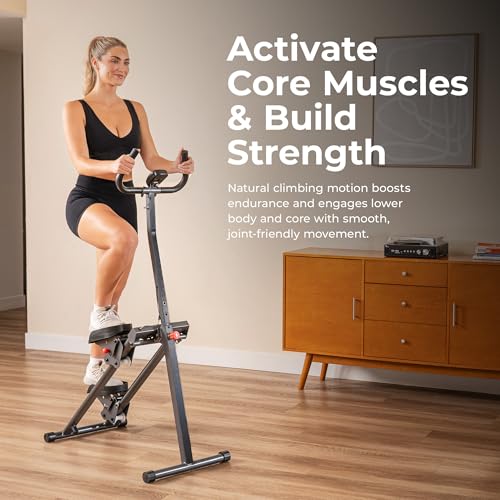 Gray Sunny Health & Fitness Climbing Stair Stepper for Home Gym, Total-Body Cardio