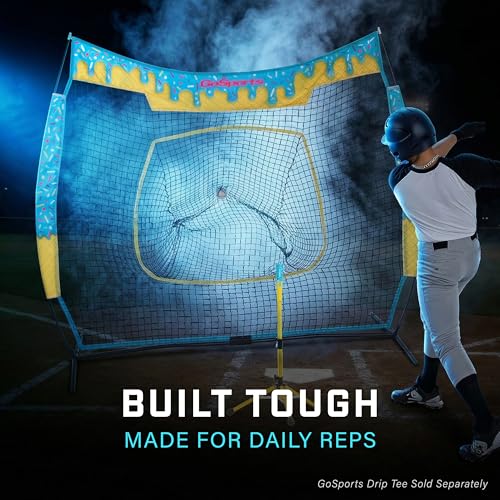 Drip Blue 7 ft x 7 ft Baseball & Softball Hitting Net with Strike Zone Practice Aid