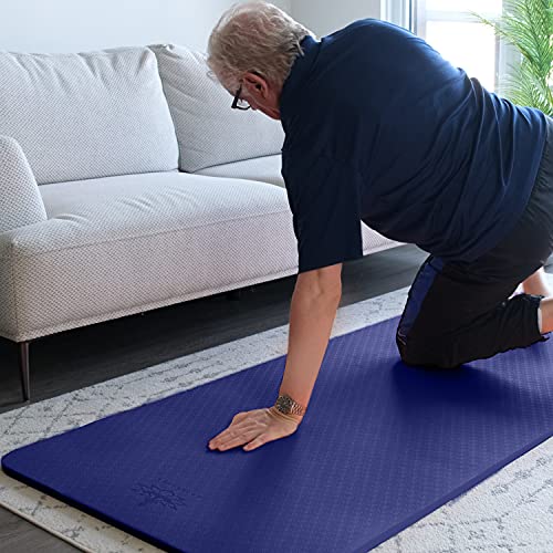 Blue 4/5 Inch Thick TPE Yoga Mat - Non-Slip, Extra Support, Large 72" x 32"