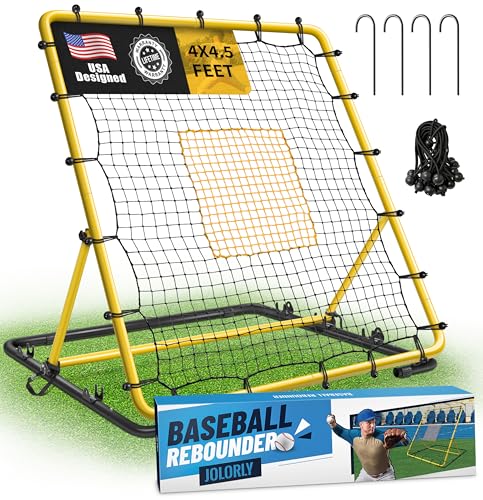 Heavy Duty Baseball & Softball Rebounder Net 4 x 4.5 ft Fielding Trainer, Weather-Resistant