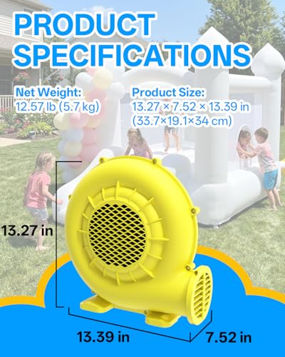 Puligoth 750W Heavy-Duty Inflatable Blower for Bouncy Castles & Water Slides