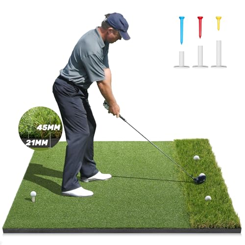 Ywitio 5' x 4' Premium Dual-Turf Golf Hitting Mat with Thickened Base, Indoor & Outdoor Practice