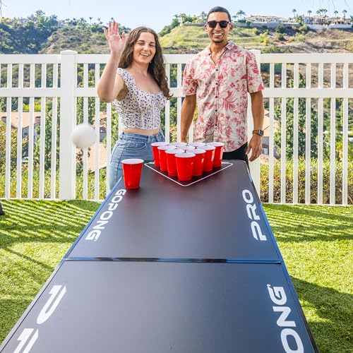 8 Foot Heavy-Duty Beer Pong Table - Portable Aluminum Frame, Black