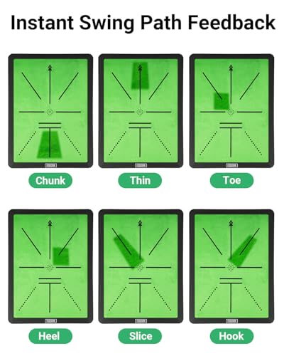 Golf Hitting Mat with Swing Path Feedback – Indoor/Outdoor Practice Trainer – Gift for Golfers