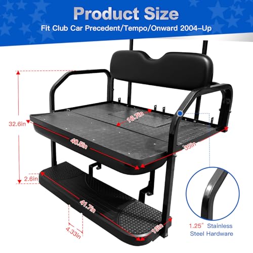 NOKINS Golf Cart Rear Flip Seat Kit for Club Car Precedent, Tempo, Onward