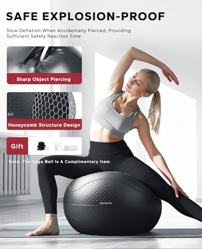 Black Yoga Wheel Set with Exercise Ball for Back Pain Relief & Stretching