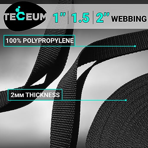Black 2-Inch Heavy Duty Webbing Strap - 10 Yards, Strong & Durable