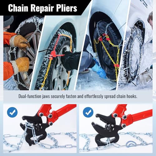 YHK 23-Inch Snow Tire Chain Repair Pliers, Heavy-Duty Chain Opening & Closing Tool