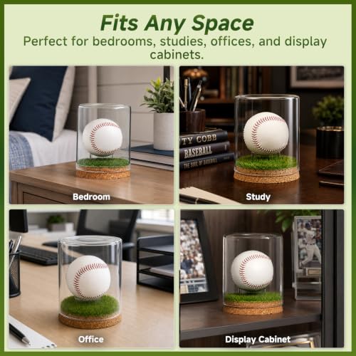 Baseball Display Case Large Glass Holder for Signed Baseballs - Rocalt