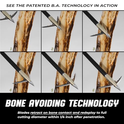 125 Grain Bowmar Archery Beast Broadheads - Fast Deploying Mechanical, Sharp Penetration, Practice Tip Included