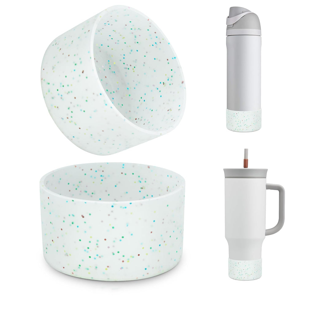 Beonsky 2 PCS Glitter Silicone Boot for Owala Water Bottle 32 oz, Anti-Slip Protective Sleeve for FreeSip/Twist/Flip Stainless Steel Water Bottles Accessories
