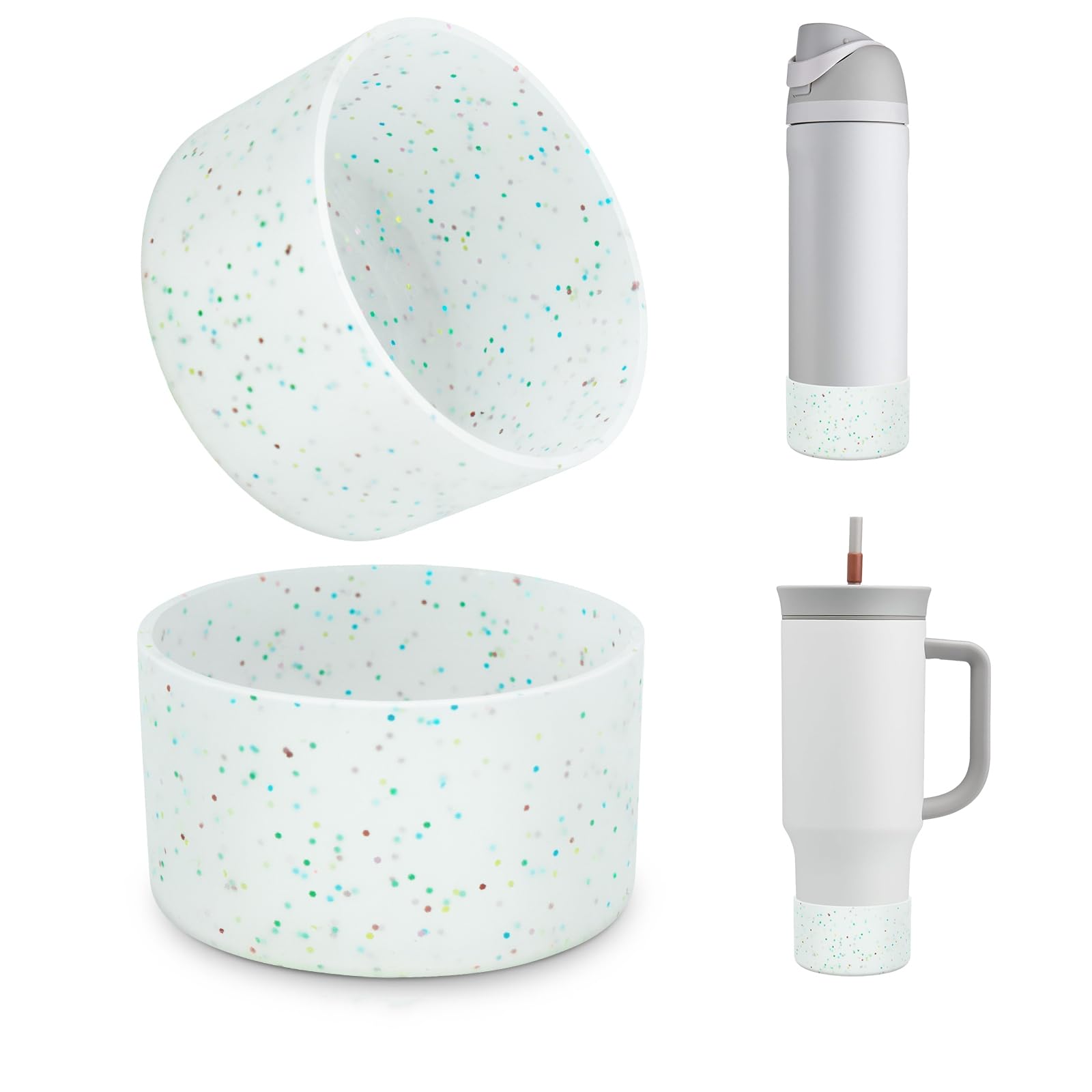 Beonsky 2 PCS Glitter Silicone Boot for Owala Water Bottle 32 oz, Anti-Slip Protective Sleeve for FreeSip/Twist/Flip Stainless Steel Water Bottles Accessories