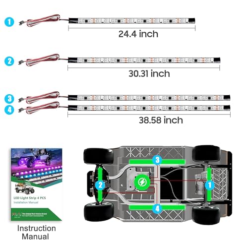 4-Pack Golf Cart Underglow LED Light Kit RGB Neon Underbody Lights Waterproof