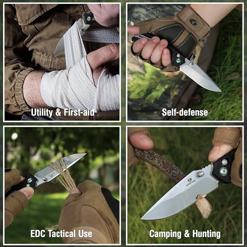 Mossy Oak Folding Pocket Knife Black 4-inch Stainless Steel Blade, EDC Outdoor