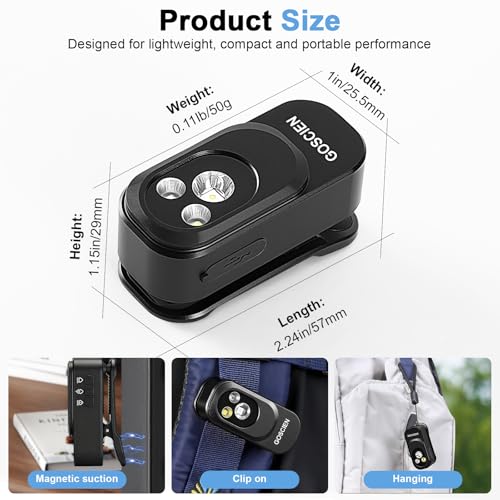 Clip-On EDC Flashlight 500 Lumens Rechargeable Black - Compact & Waterproof