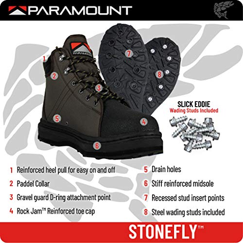 Paramount Outdoors Men's Stonefly Cleated & Felt Wading Shoe - 10