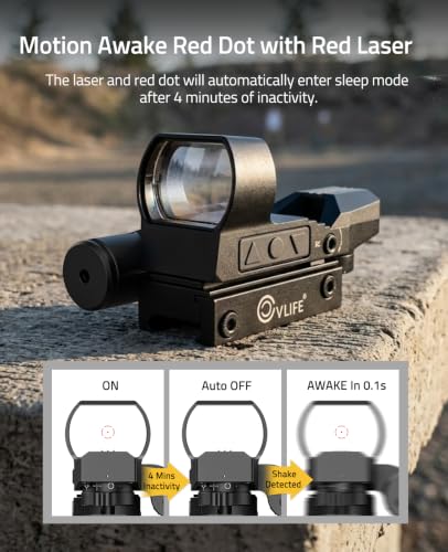CVLIFE Rechargeable Red Dot Sight with Red/Green Laser & 4 Reticles for Hunting & Targeting