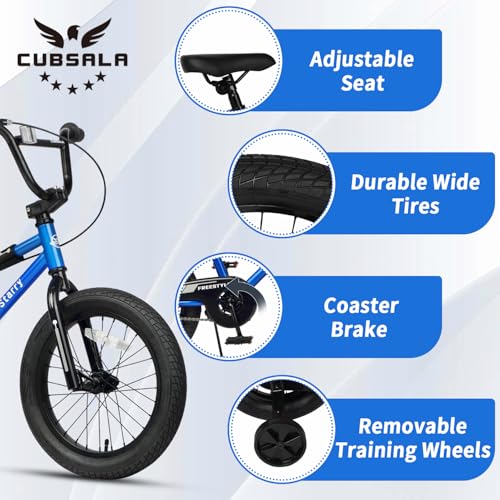 Kids BMX Bike 16 Inch with Training Wheels - Azure, Toddler Bicycle for 4-7 Years