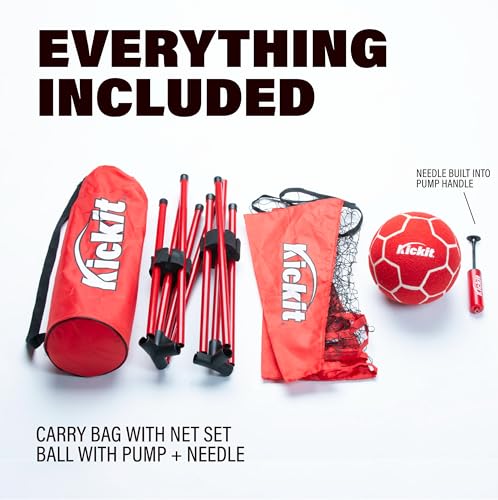 Red Kickit Soccer Tennis Game Set with Portable Net & Soft Ball - Outdoor & Indoor Play