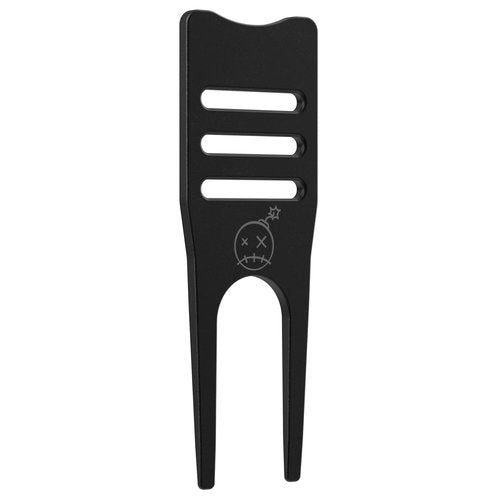 Fastfuse Titanium 4-in-1 Golf Divot Repair Tool & Ball Marker - Club Tee - Groove Cleaner - Putting Alignment Aid - Black