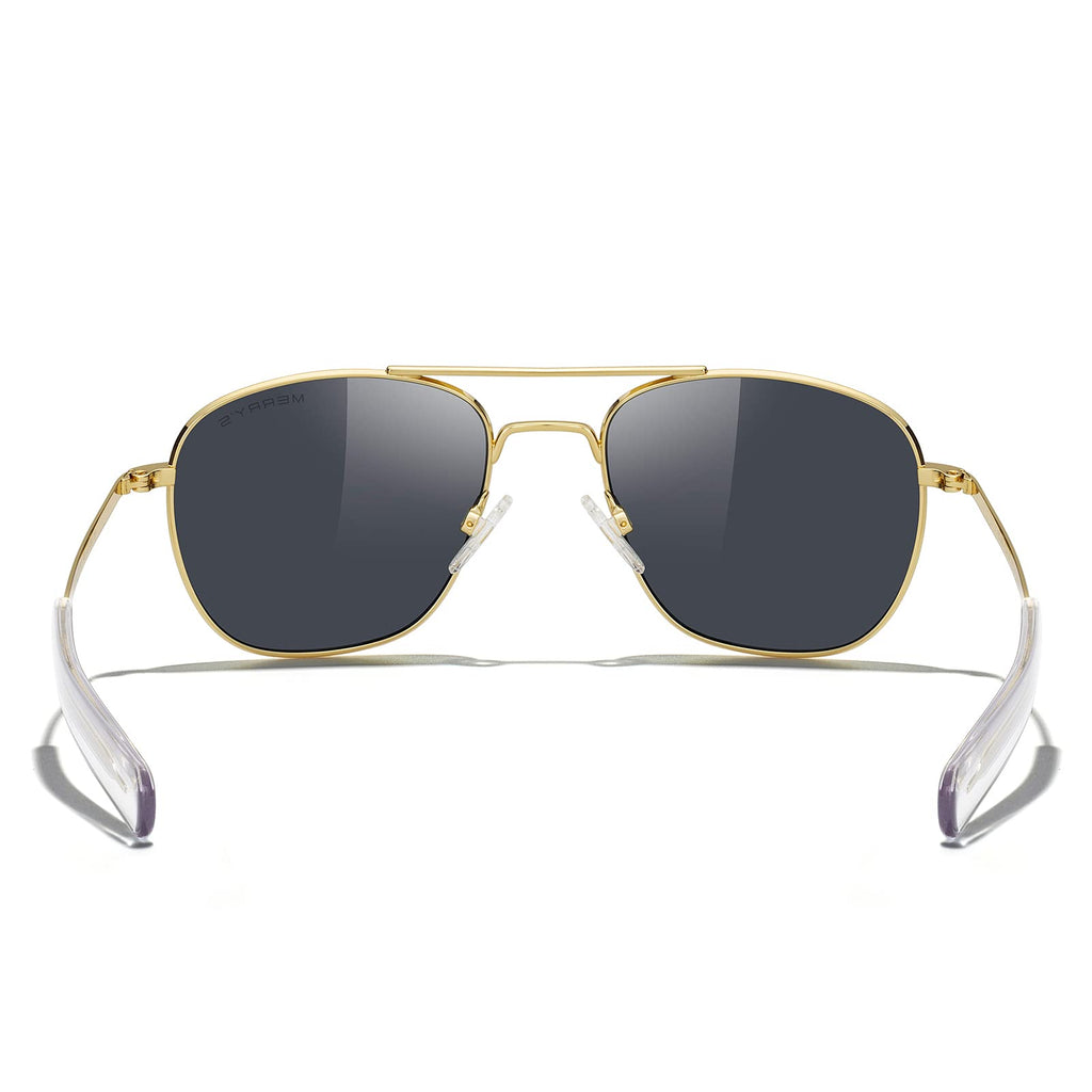 MERRY'S Classic Square Aviator Military Polarized Sunglasses for Men or Women S8636