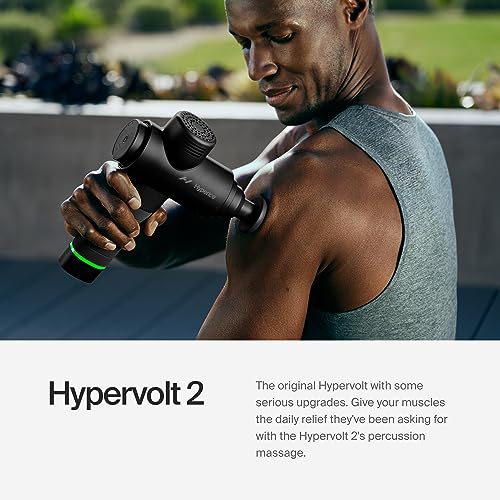 Hyperice Hypervolt 2 Handheld Percussion Massage Gun Set with 5 Attachments - Deep Muscle Therapy, Black