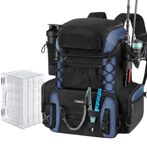 Piscifun Waterproof Fishing Tackle Backpack with Rod Holders, 42L Black
