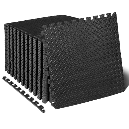 ProsourceFit Black 36-Pack Interlocking EVA Foam Puzzle Floor Tiles for Home Gym - 144 sq ft