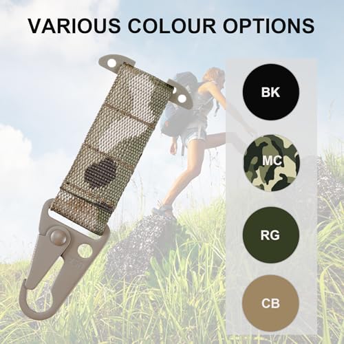 Multicam Tactical Gear Clip Set with MOLLE Webbing, HK Hook & Carabiner - 4PCS