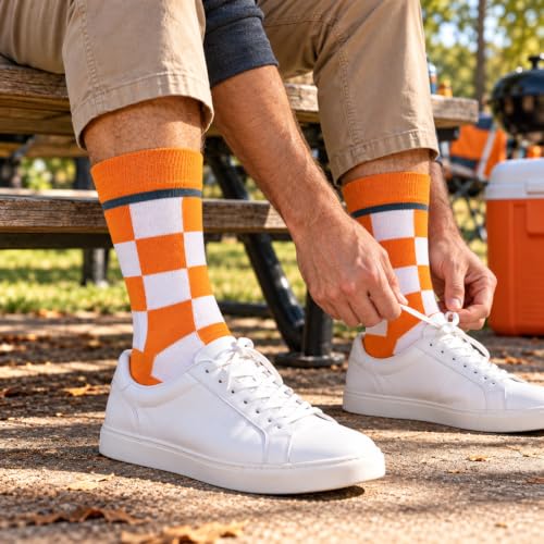 Tennessee Checkerboard Orange and White Men's Socks - University of Tennessee Fan Gift