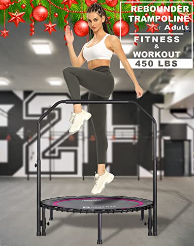 DARCHEN 40 Inch Rose Red Mini Trampoline for Adults, Indoor Rebounder Exercise Equipment, 550FHB-RoseRed
